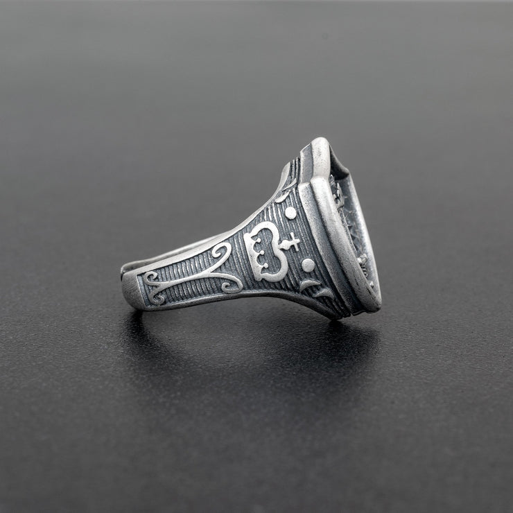 Handmade 925 sterling silver 'Shield and sword' ring for men Emmanuela - handcrafted for you