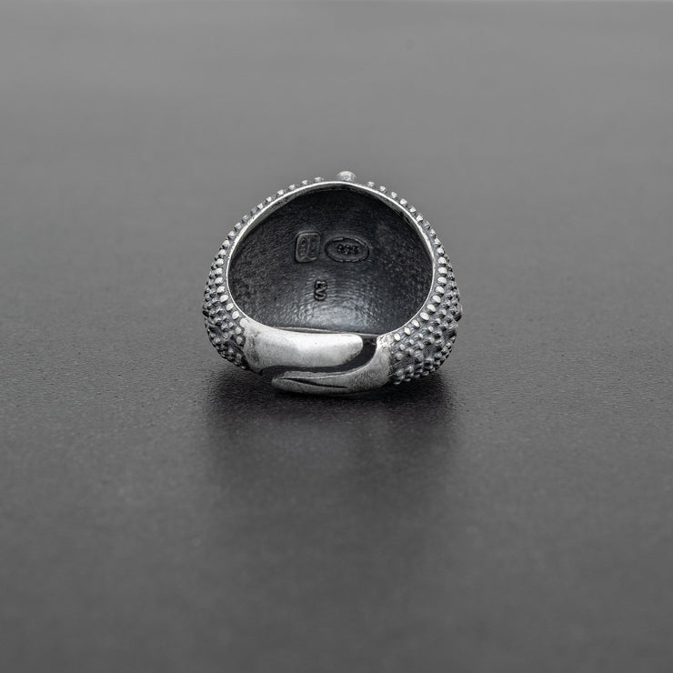 Handmade 925 sterling silver 'Shield' men's ring Emmanuela - handcrafted for you