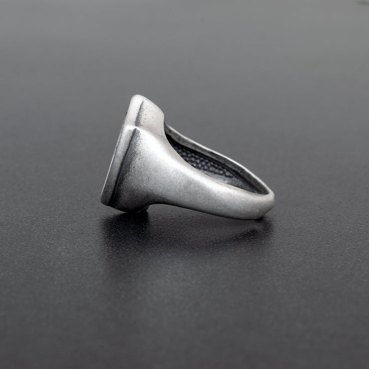 Handmade 925 sterling silver 'Shield' ring for men Emmanuela - handcrafted for you