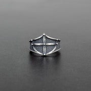 Handmade 925 sterling silver 'Shield with cross' men's ring Emmanuela - handcrafted for you