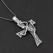 Handmade 925 sterling silver 'Skeleton on cross' necklace for men Emmanuela - handcrafted for you