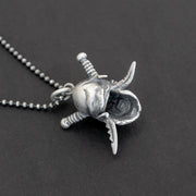 Handmade 925 sterling silver 'Skull & swords' necklace for men Emmanuela - handcrafted for you
