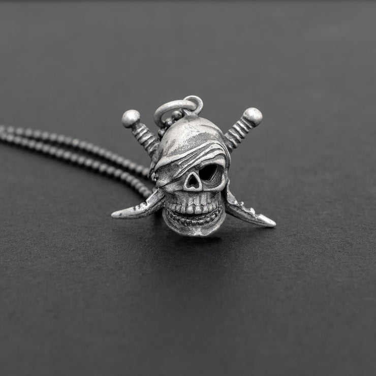 Sterling silver skull necklace for men, gothic jewelry by Emmanuela®