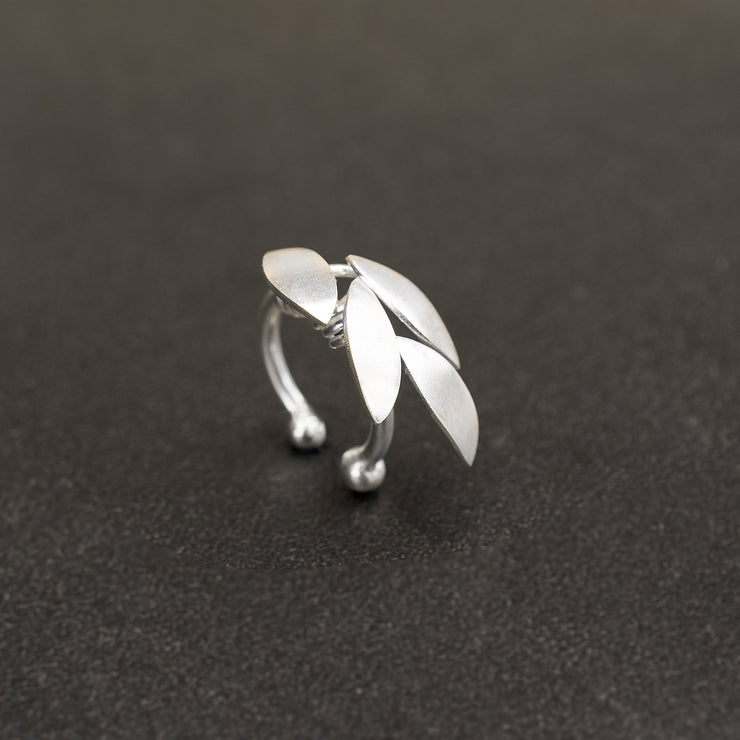 Handmade 925 sterling silver Small 'Olive leaves' ear cuff Emmanuela - handcrafted for you