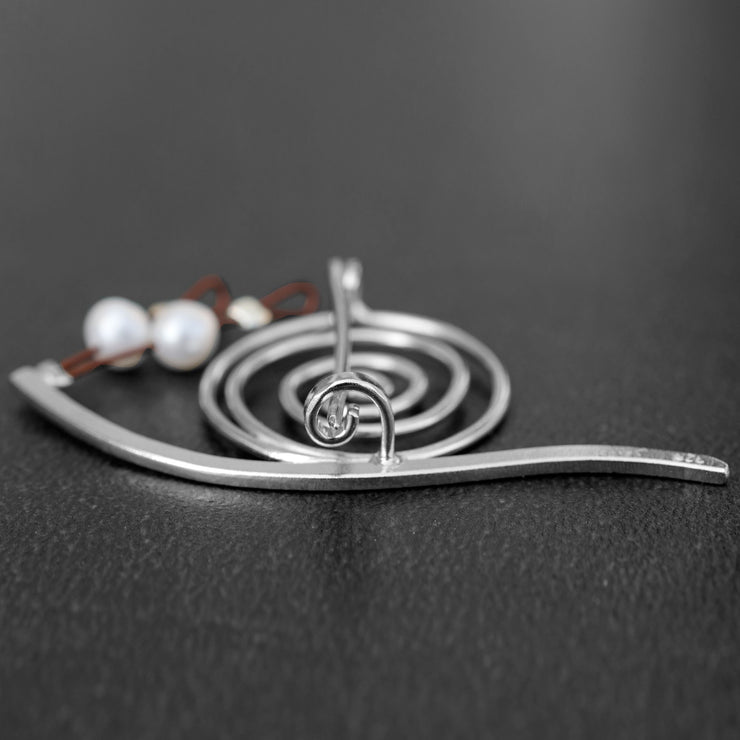 Handmade 925 sterling silver Small 'snail' brooch Emmanuela - handcrafted for you