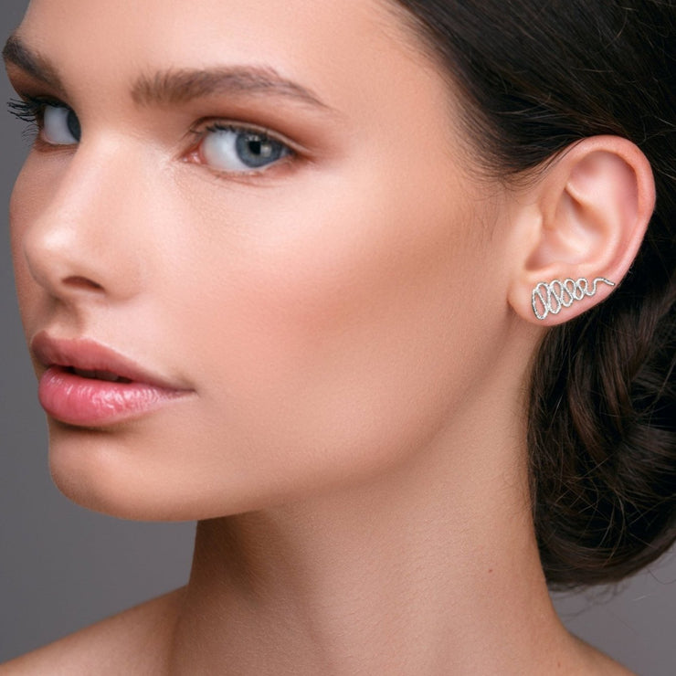 Sterling silver snake ear climber earrings, edgy jewelry  | Emmanuela®