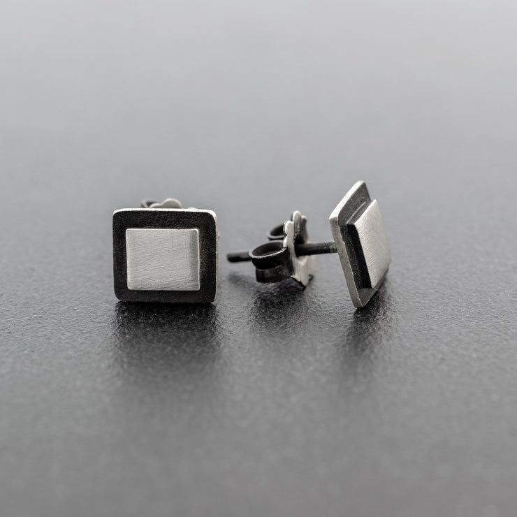 Handmade 925 sterling silver Square earrings Emmanuela - handcrafted for you