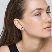 Minimalist earring studs, black & white silver jewelry by Emmanuela®
