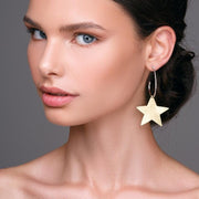 Big long 925 sterling silver moon & star earrings | Emmanuela® jewelry