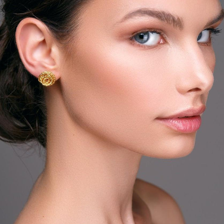Sterling silver tangle ball earring studs, hypoallergenic | Emmanuela®