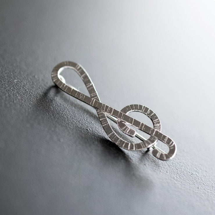 Sterling silver treble clef brooch, musicians gift broach | Emmanuela®