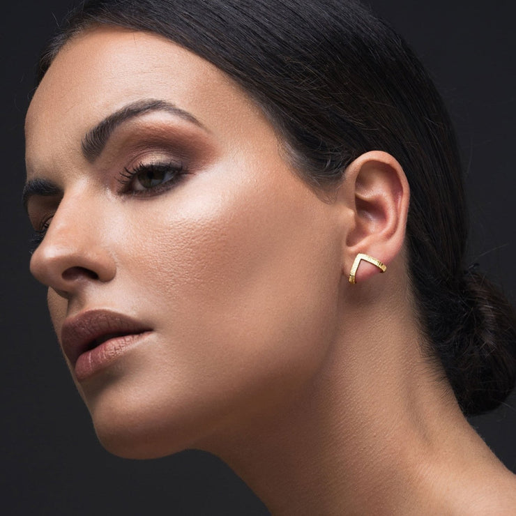 Sterling silver triangle earring studs, minimalist jewelry | Emmanuela®