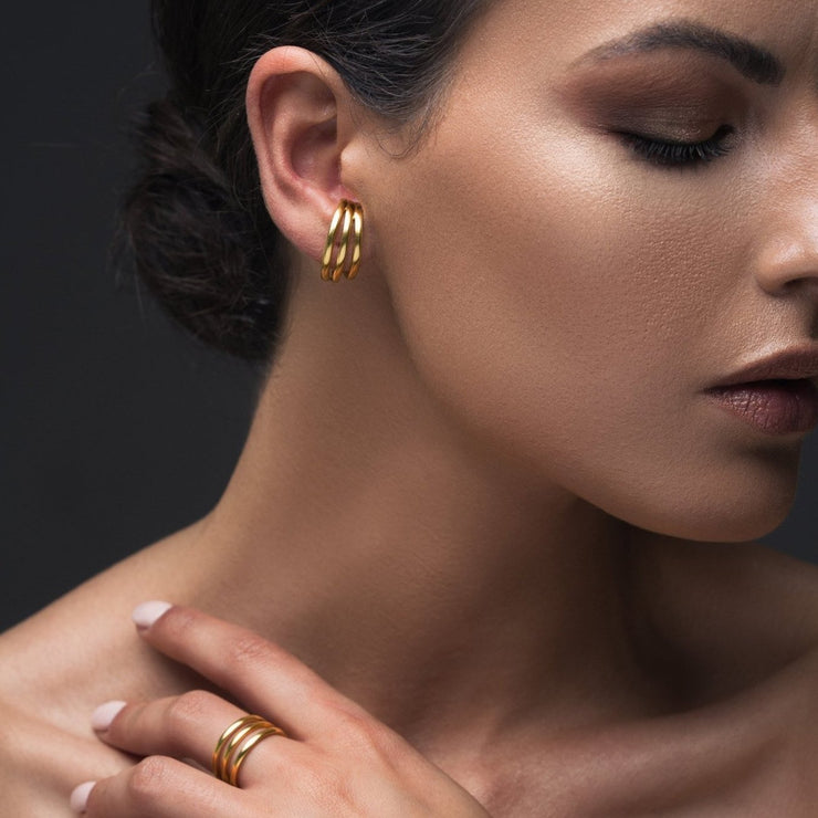 Unusual sterling silver earring studs, minimalist jewelry | Emmanuela®