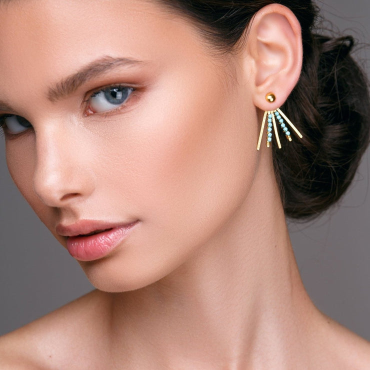 Sterling silver spike ear jacket earrings with turquoise | Emmanuela®