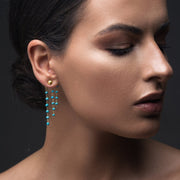 Long chain boho ear jackets, sterling silver & turquoise | Emmanuela®