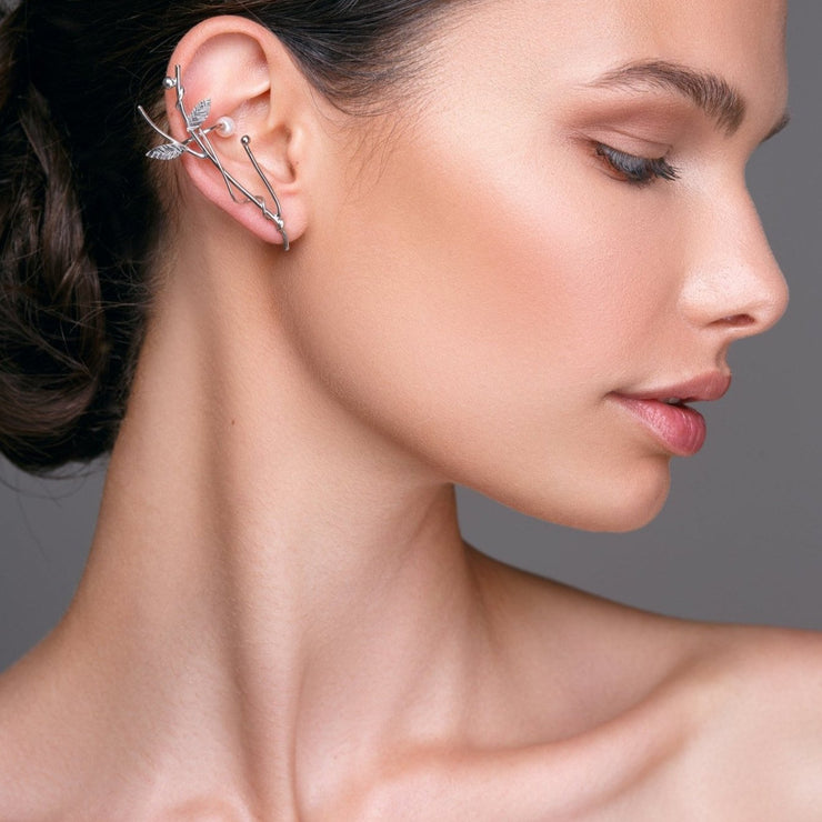 Sterling silver twig ear cuff earring, elf earring cuff | Emmanuela®