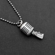 Handmade 925 sterling silver 'Vintage microphone' necklace for men Emmanuela - handcrafted for you