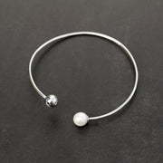 Handmade 925 sterling silver White pearl bracelet Emmanuela - handcrafted for you
