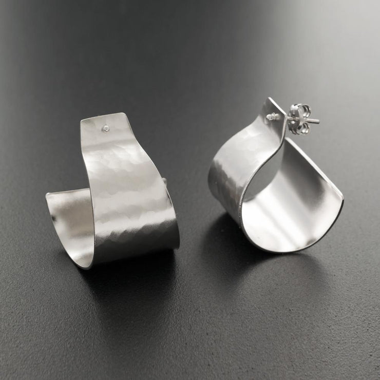 Handmade 925 sterling silver Wide hoop earrings Emmanuela - handcrafted for you