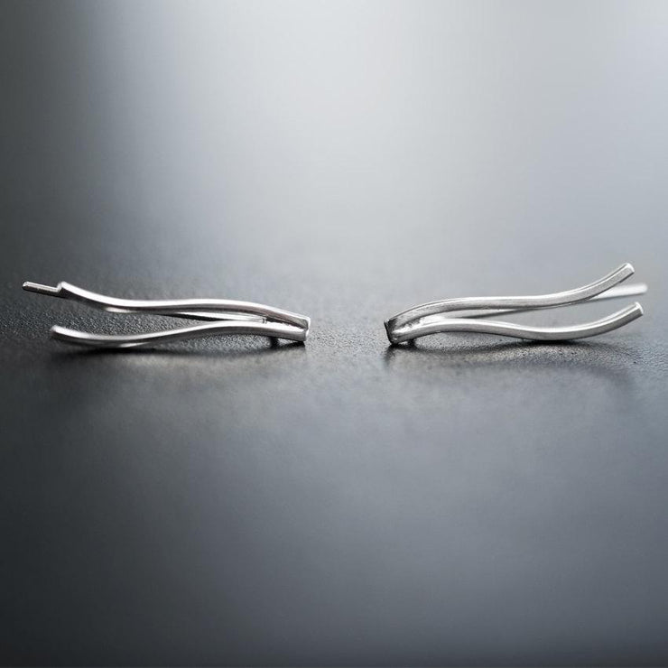 Handmade 925 sterling silver 'Wind' ear climbers Emmanuela - handcrafted for you