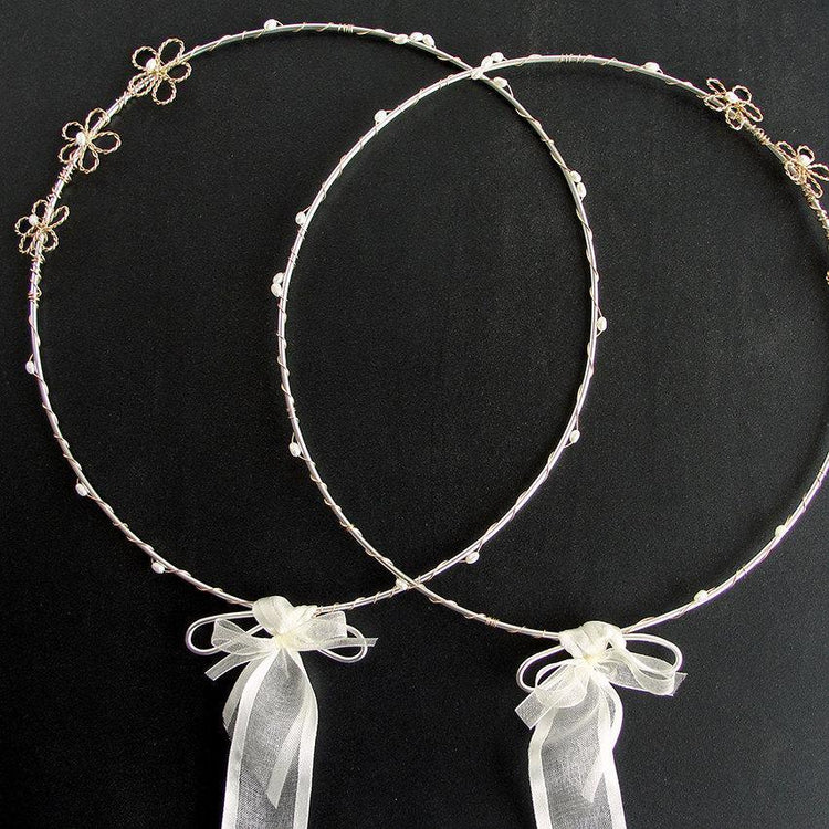 Στέφανα γάμου "ροζ λουλούδια" από ασήμι 925 - κοσμήματα emmanuela