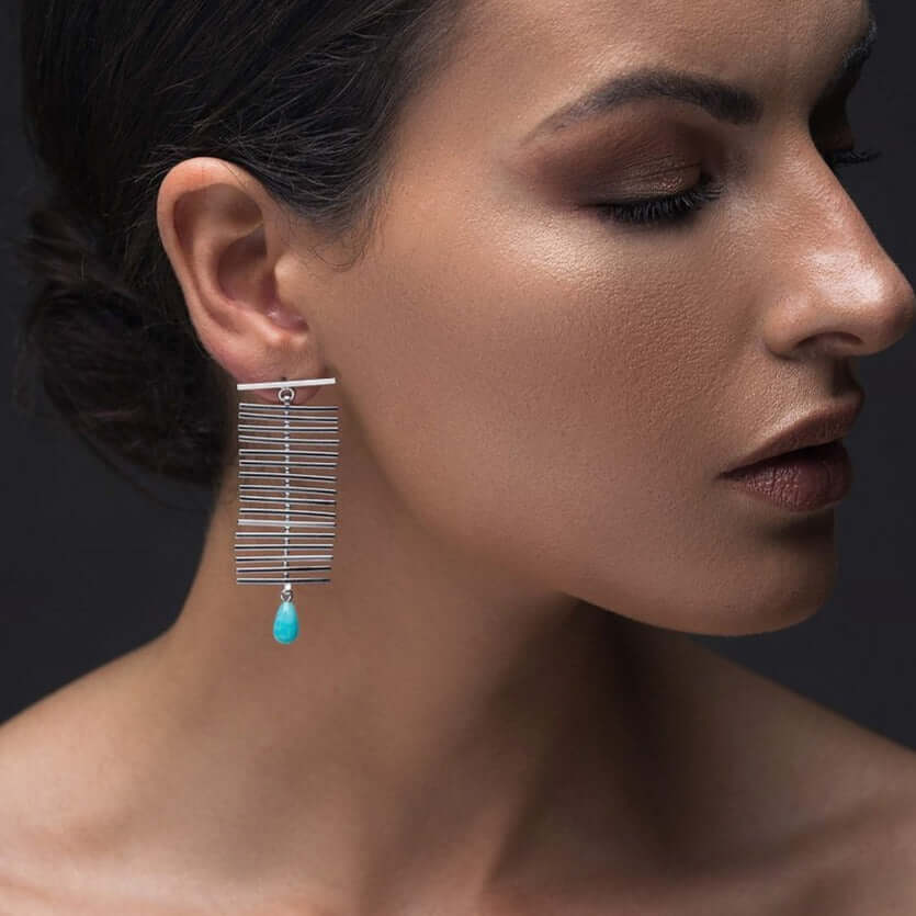 Κρεμαστά σκουλαρίκια ψαροκόκαλα - Emmanuela - handcrafted for you®